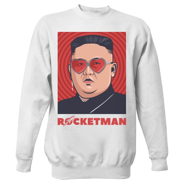 Mikina bez kapuce Unisex s potiskem Kim Čong Un Rocketman bez kapuce hip hop